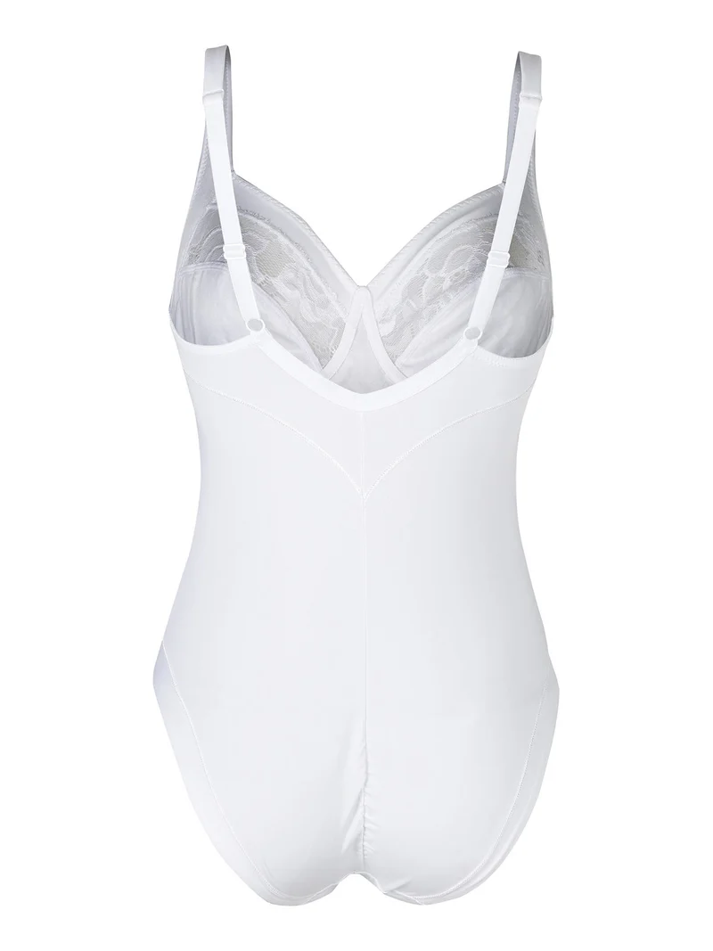 DOLCEPIZZO 234 Body con pizzo e coppe sfoderate senza ferretto - bianco