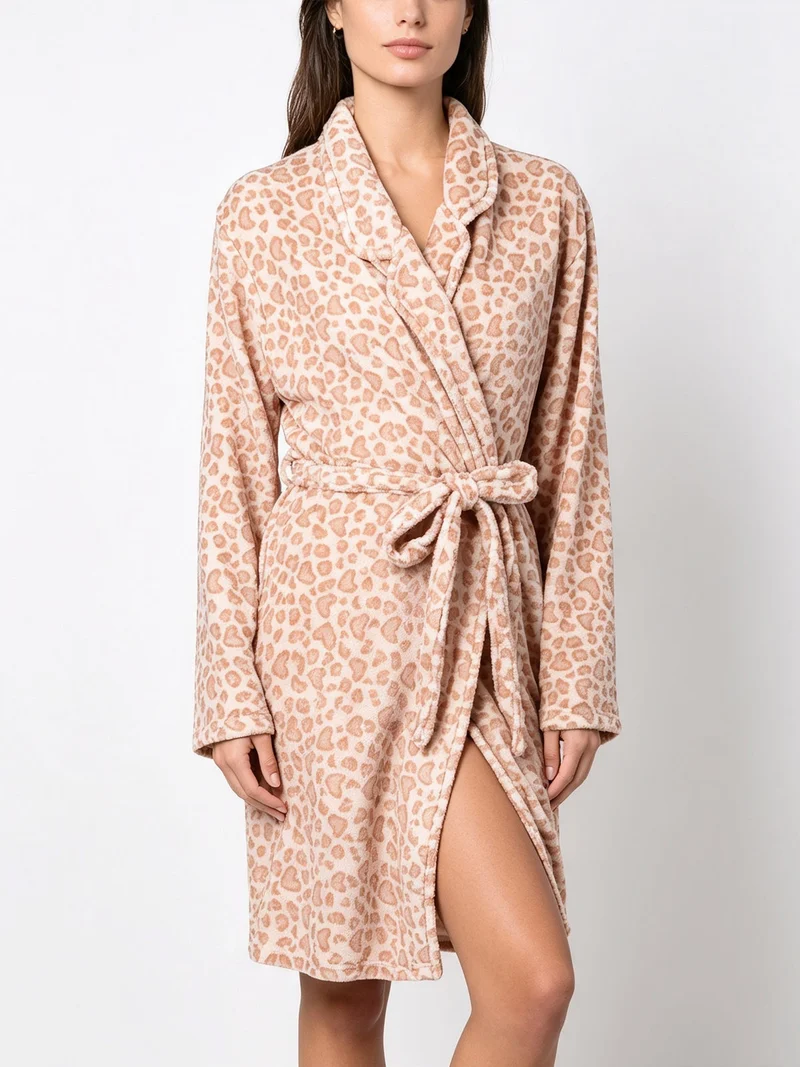 Vestaglia donna animalier in pile - rosa