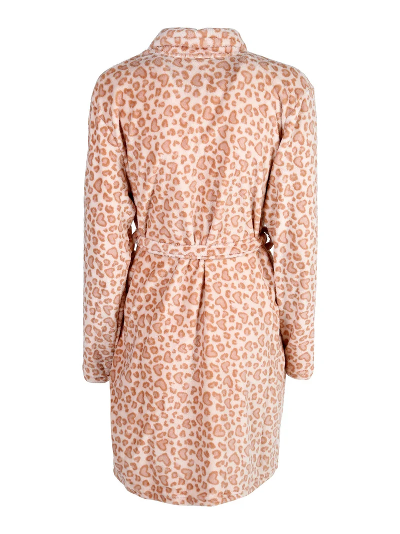 Vestaglia donna animalier in pile - rosa