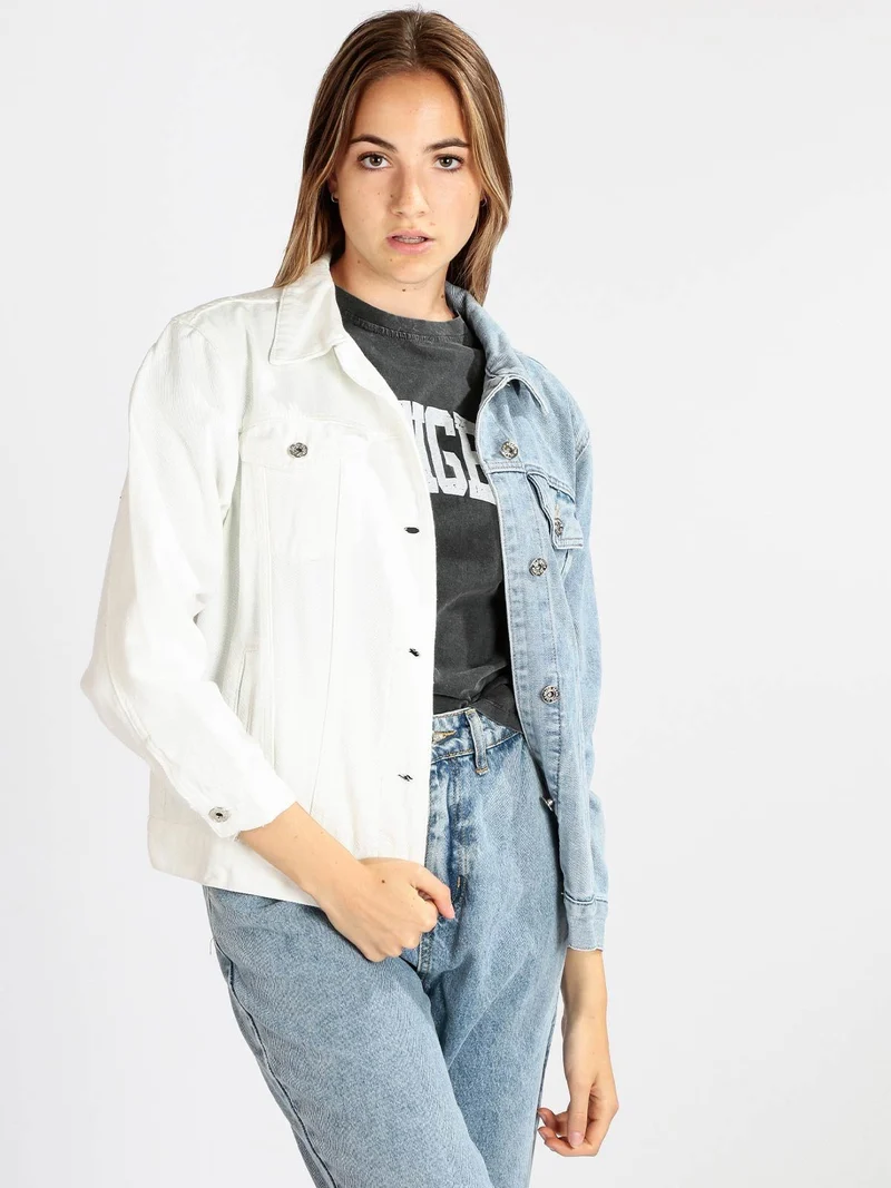 Giacca donna in jeans bicolore - multicolore