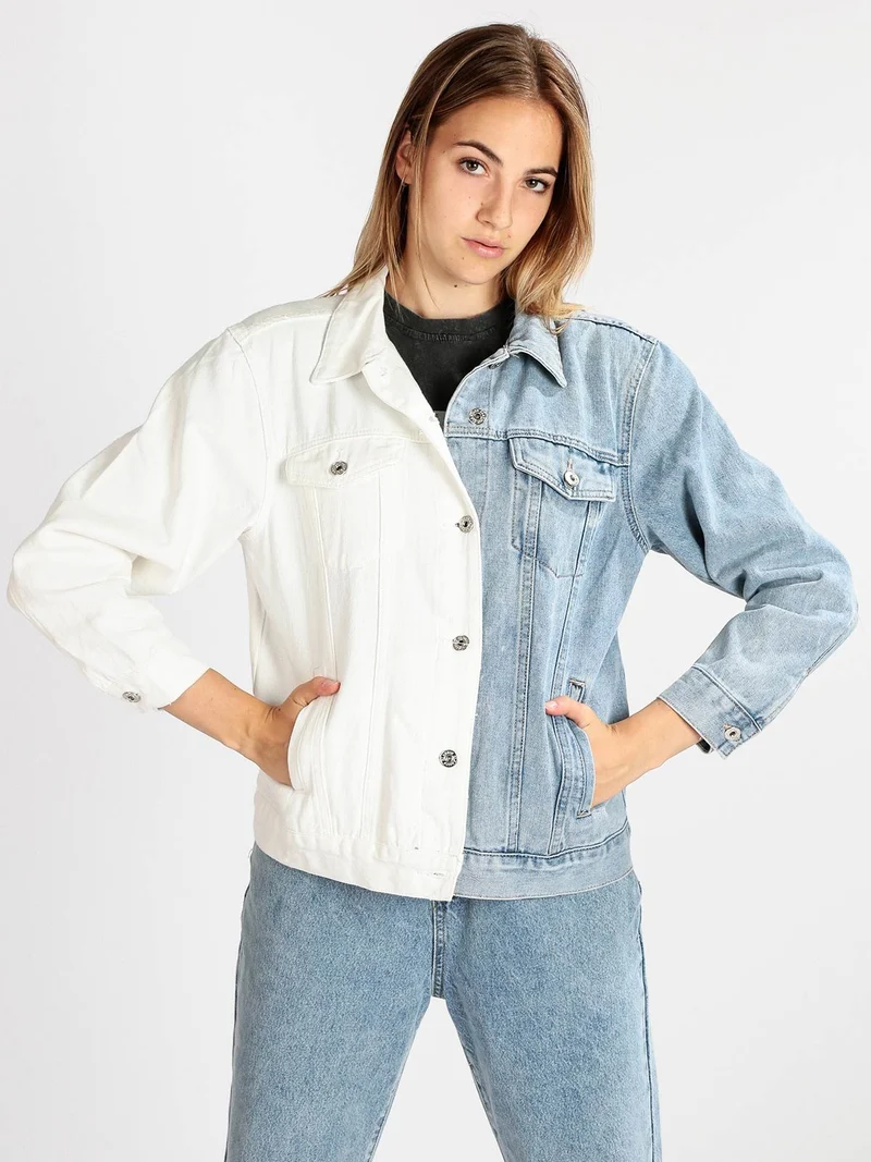 Giacca donna in jeans bicolore - multicolore