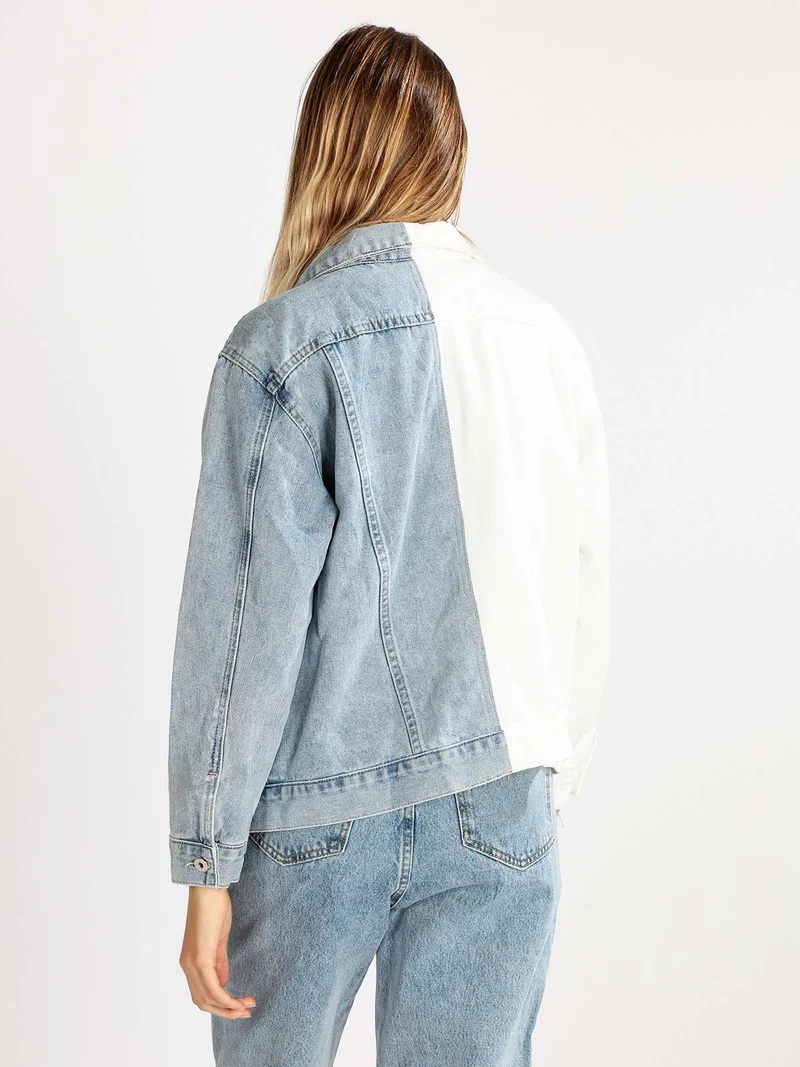 Giacca donna in jeans bicolore - multicolore