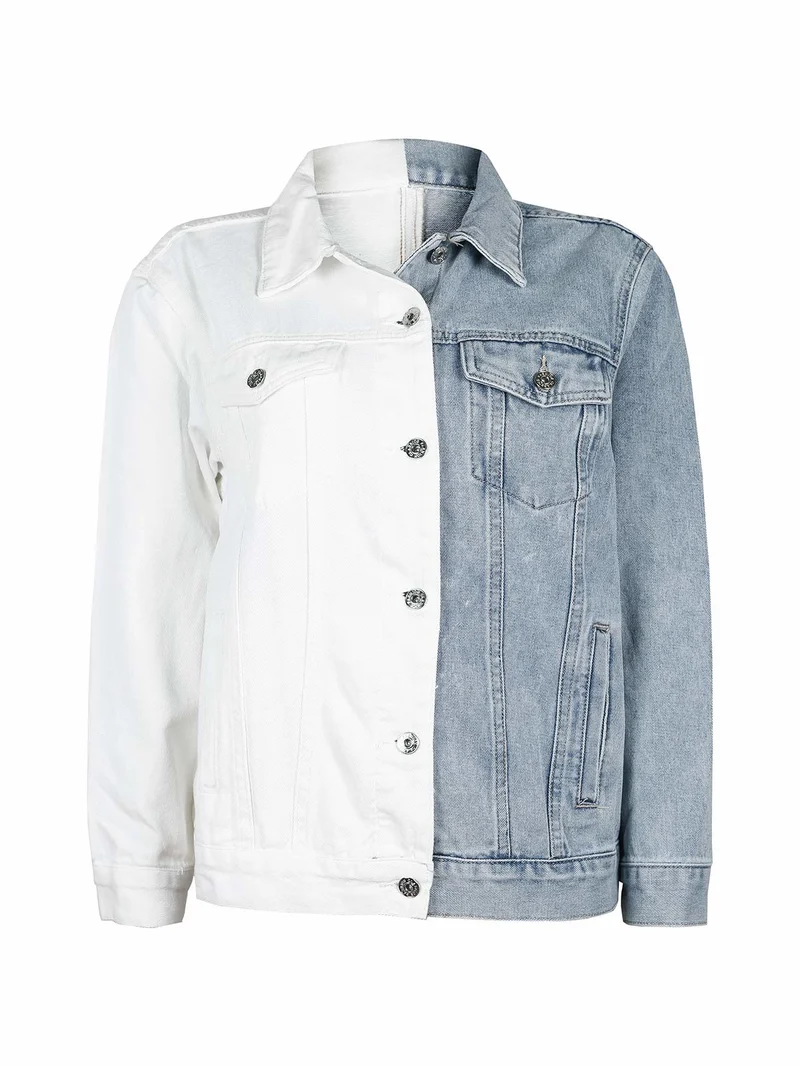 Giacca donna in jeans bicolore - multicolore