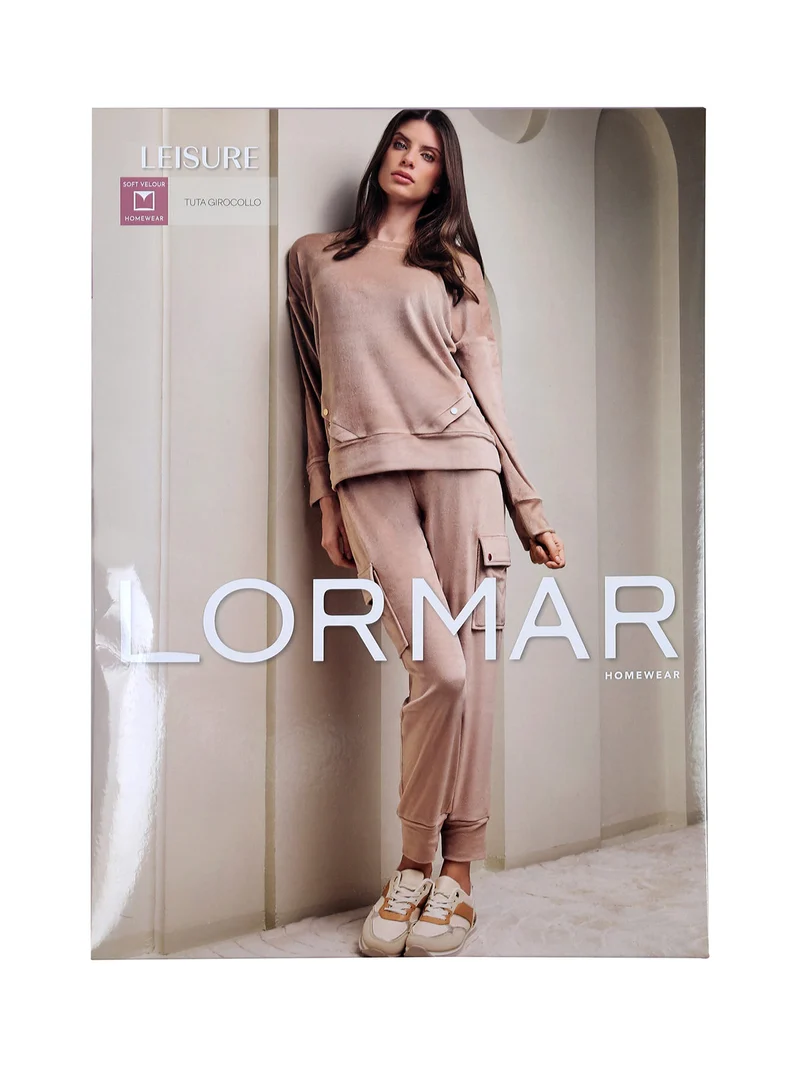 Completo tuta da donna in ciniglia soft con tasconi - lilla