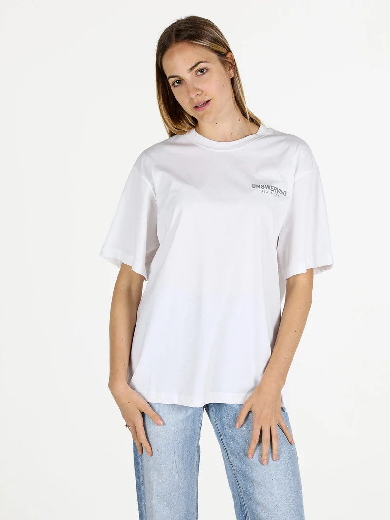 T-shirt girocollo oversize - bianco