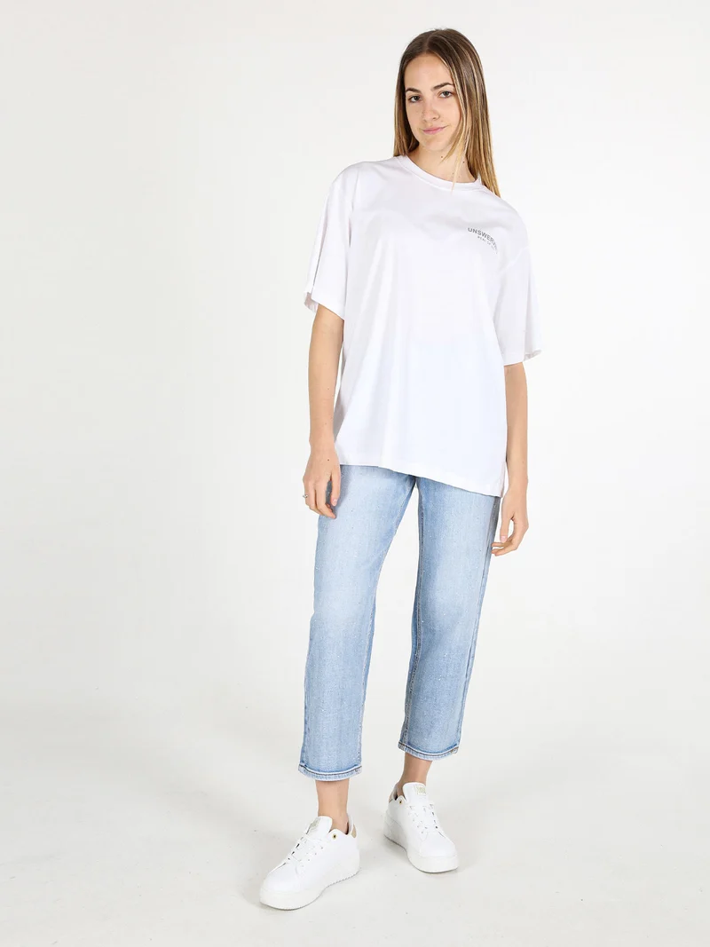 T-shirt girocollo oversize - bianco