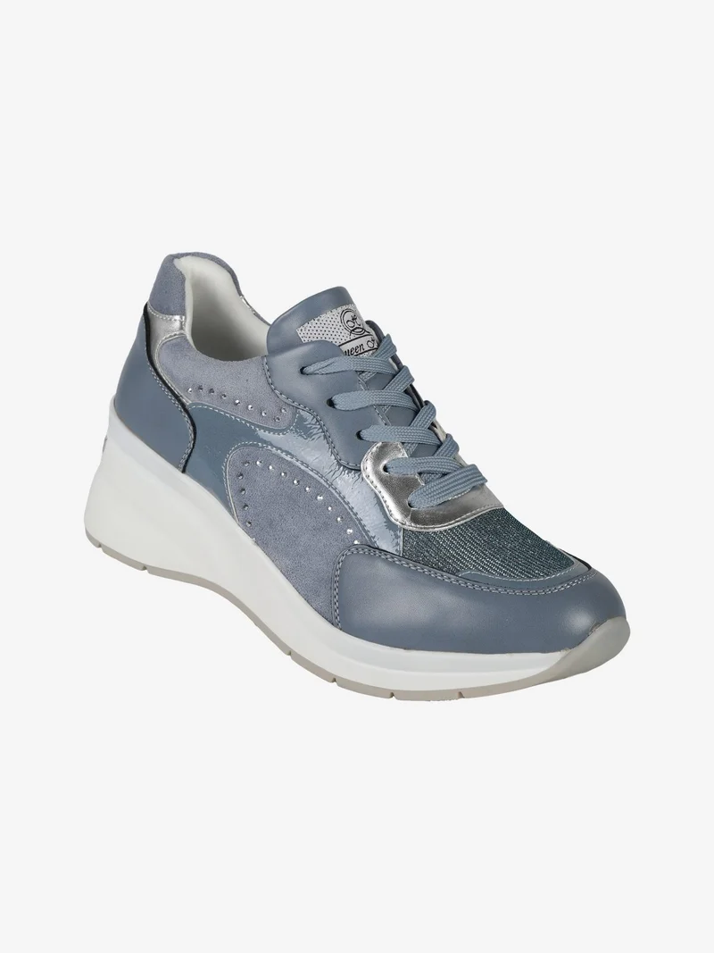 Queen Helena Sneakers donna stringate con zeppa