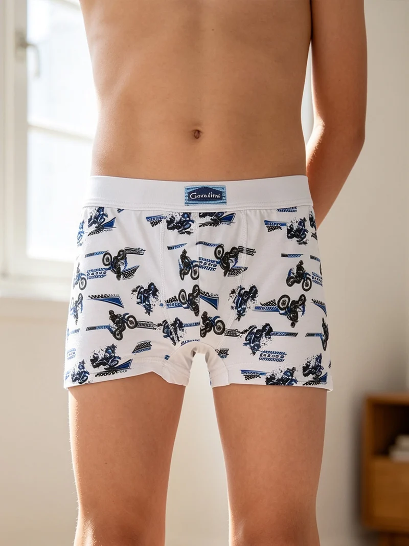 Boxer da bambino in cotone con stampe - bianco