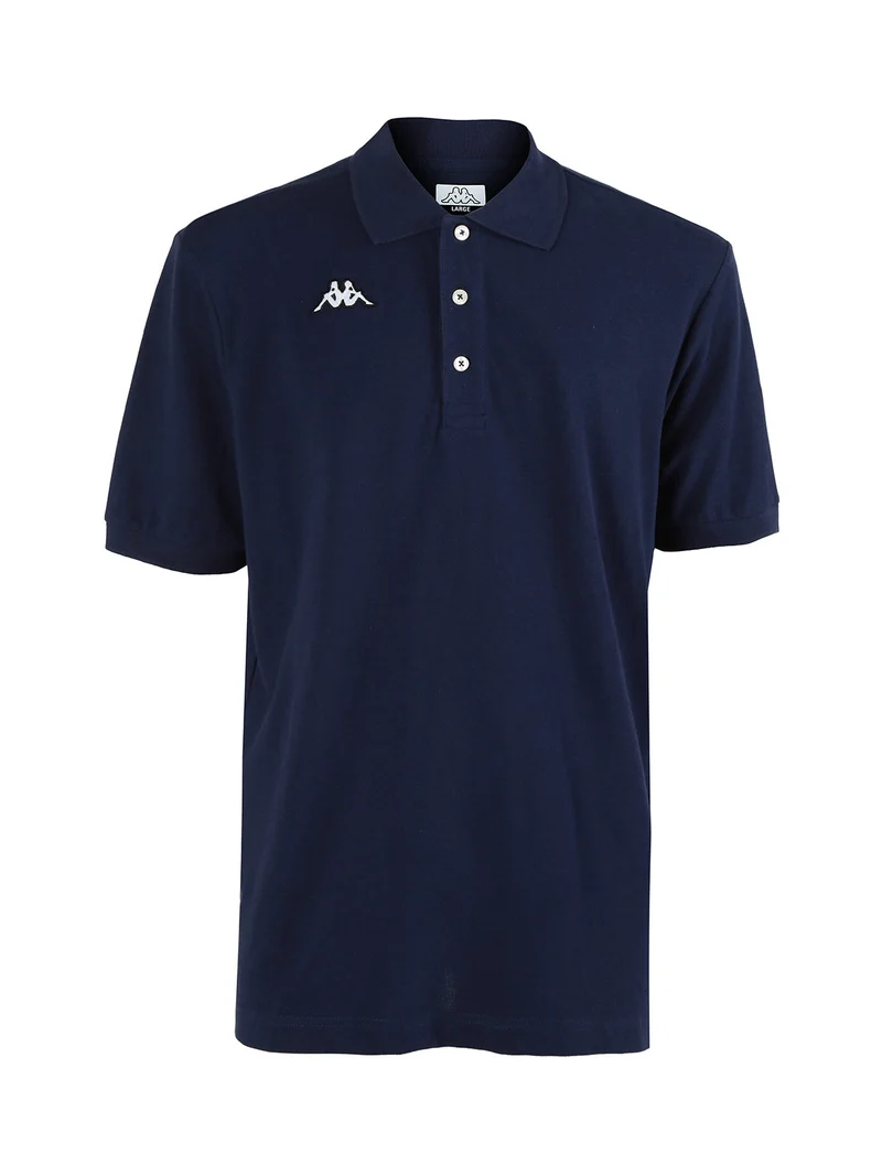 Polo da uomo a maniche corte in cotone con logo - blu scuro