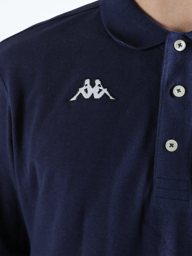 Polo da uomo a maniche corte in cotone con logo - blu scuro
