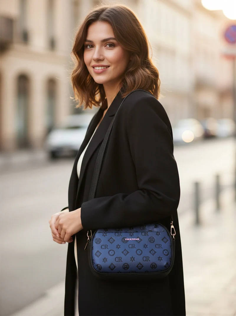 Borsa a tracolla da donna con logo - nero