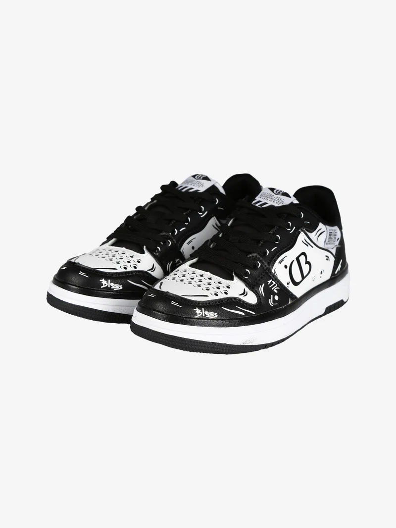 Sneakers basse donna bicolor - nero