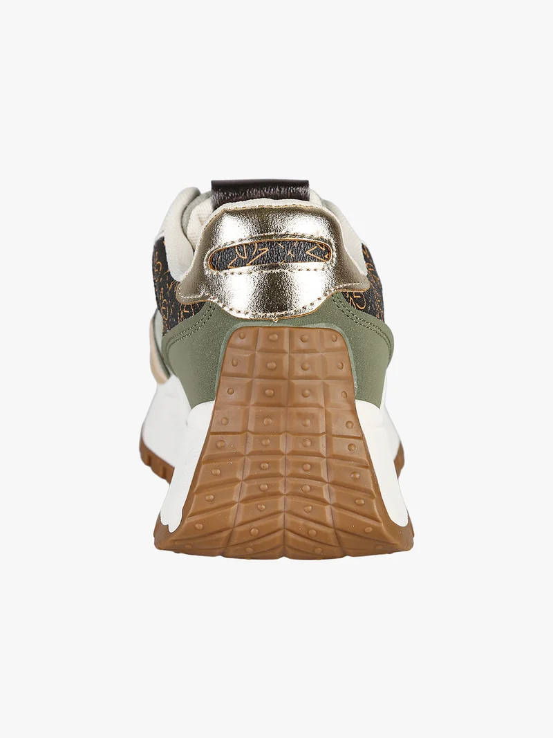 Sneakers donna stringate con platform - pistacchio