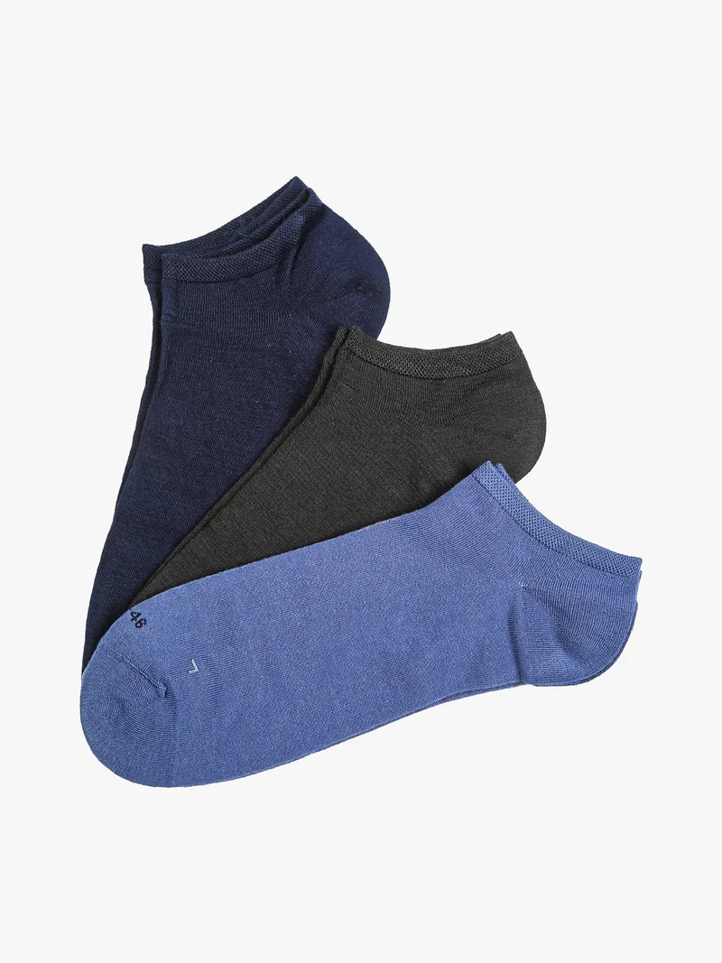 Confezione da 3 paia di calze sneakers da uomo in bamboo - grigio scuro