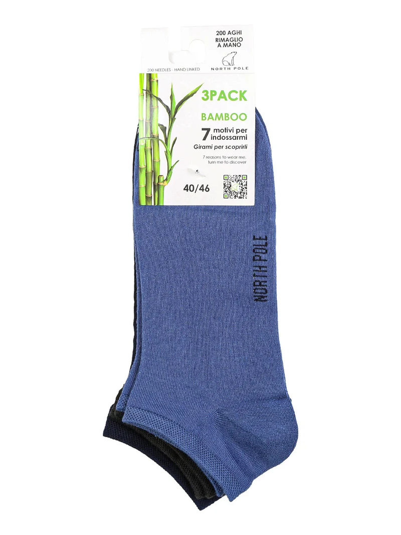 Confezione da 3 paia di calze sneakers da uomo in bamboo - grigio scuro