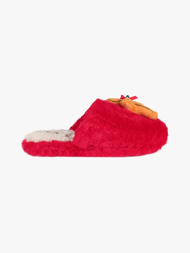 Pantofole natalizie da donna pelose - rosso