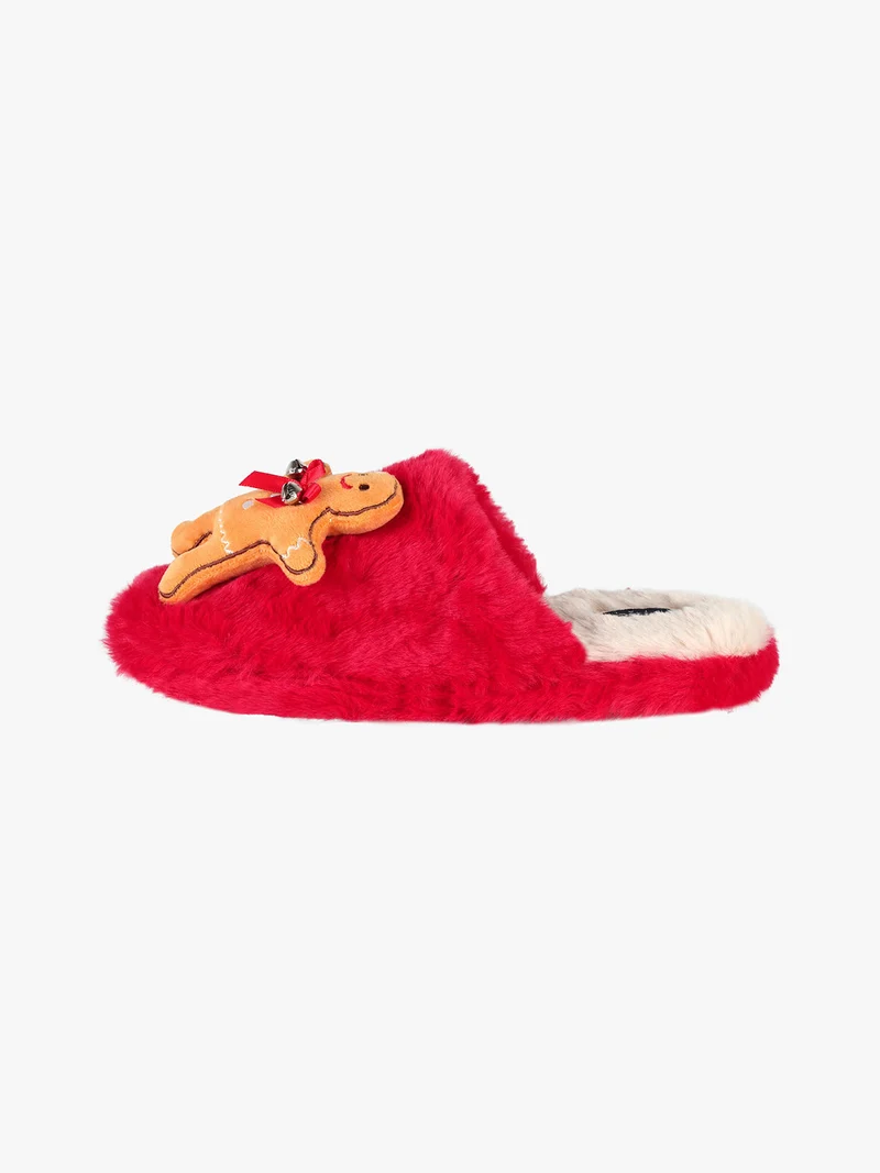 Pantofole natalizie da donna pelose - rosso