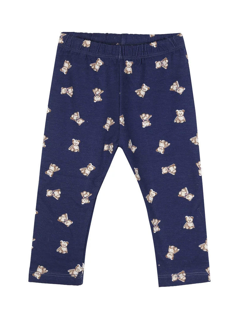 Completo lungo da neonata 2 pezzi con maglietta e leggings - blu