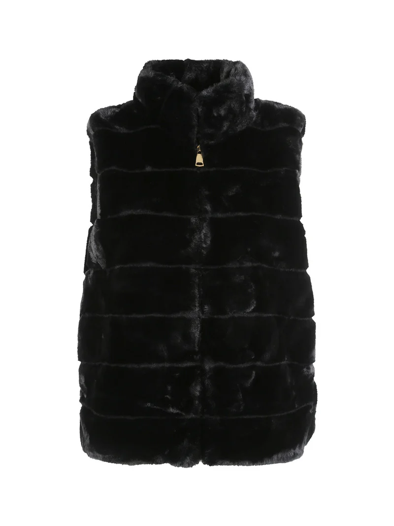 Gilet donna in ecopelliccia- nero