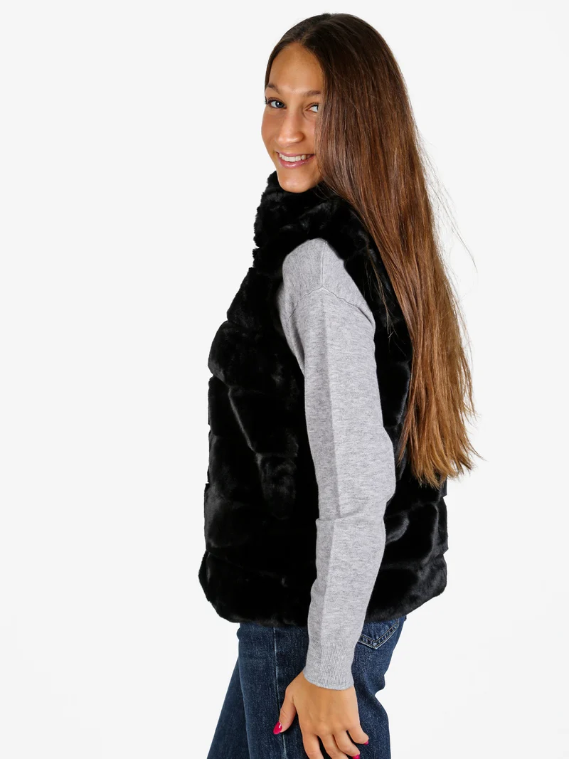 Gilet donna in ecopelliccia- nero