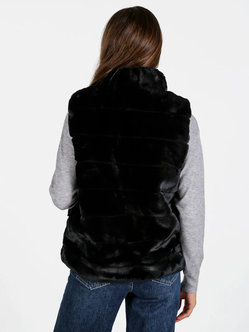 Gilet donna in ecopelliccia- nero