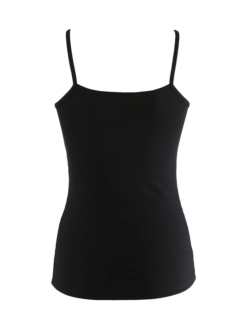 Top donna a costine in bamboo - nero