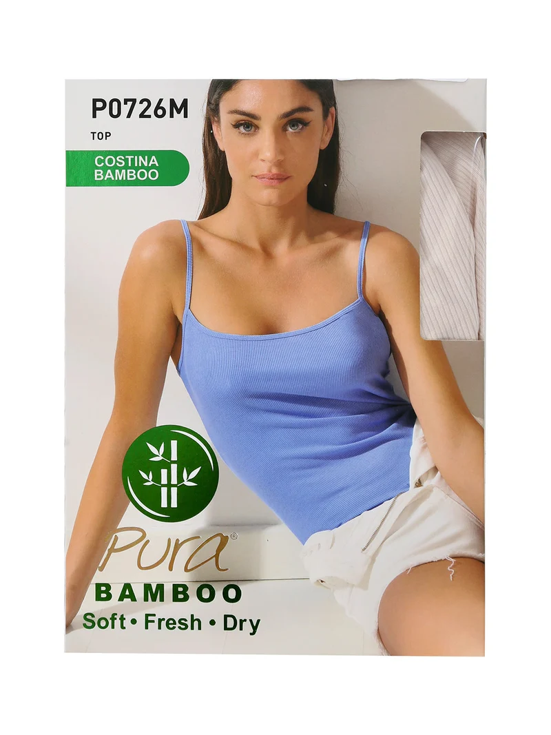 Top donna a costine in bamboo - nero