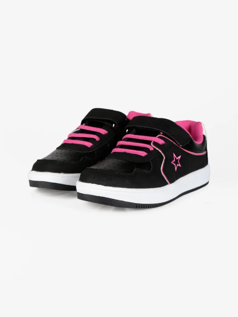 Sneakers da bambina con strappo - nero