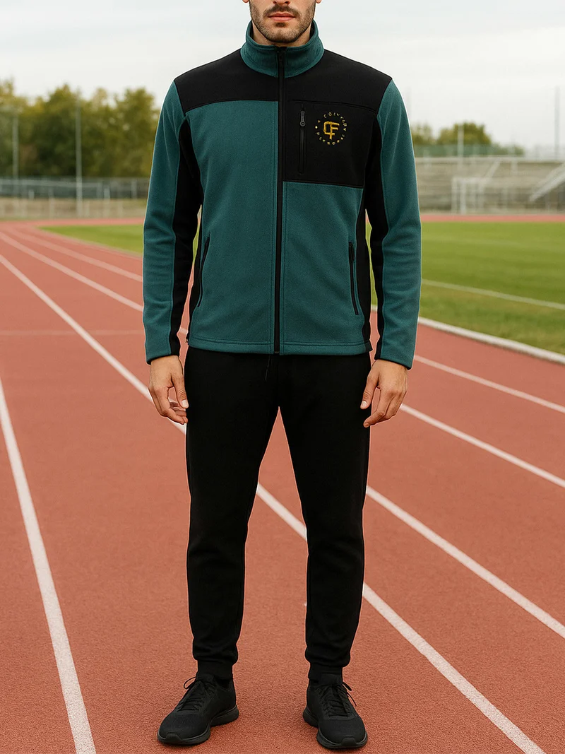 Completo tuta da uomo in pile full zip - verde