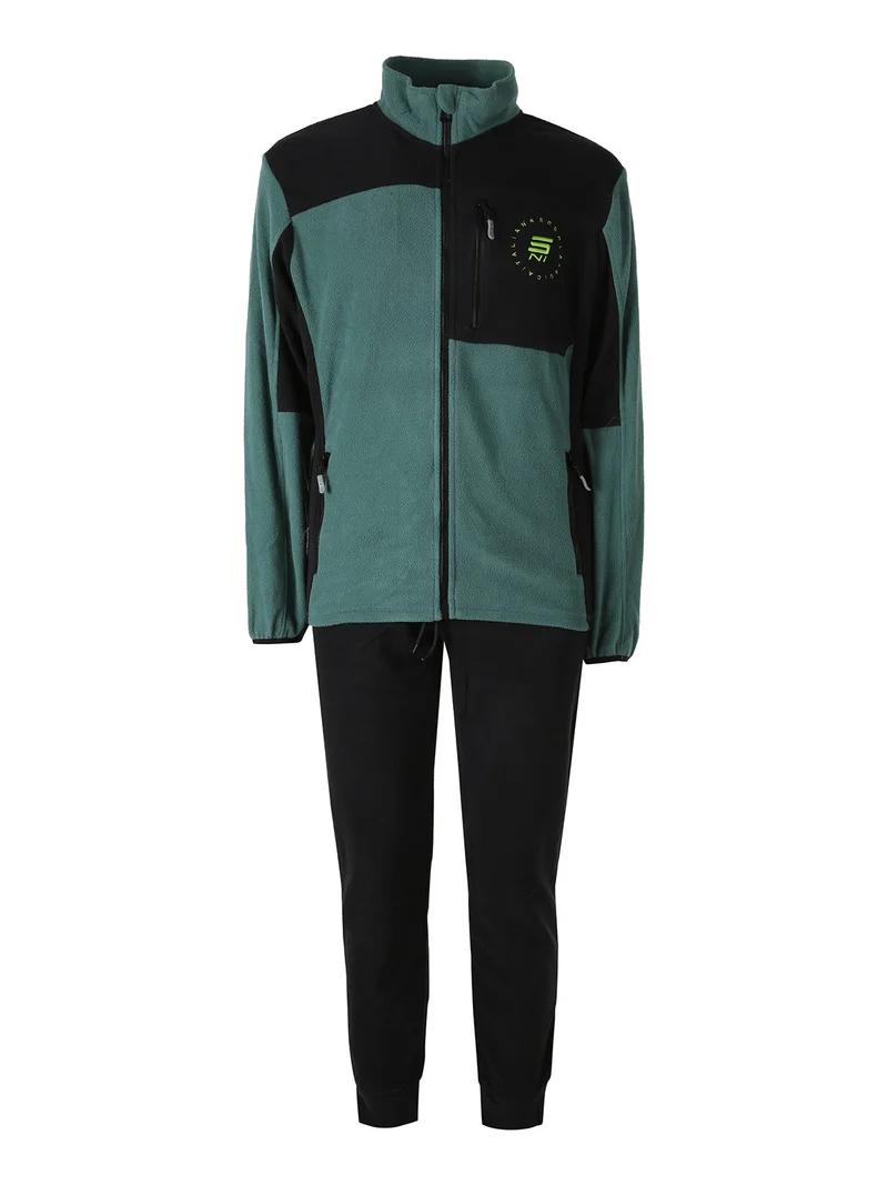 Completo tuta da uomo in pile full zip - verde