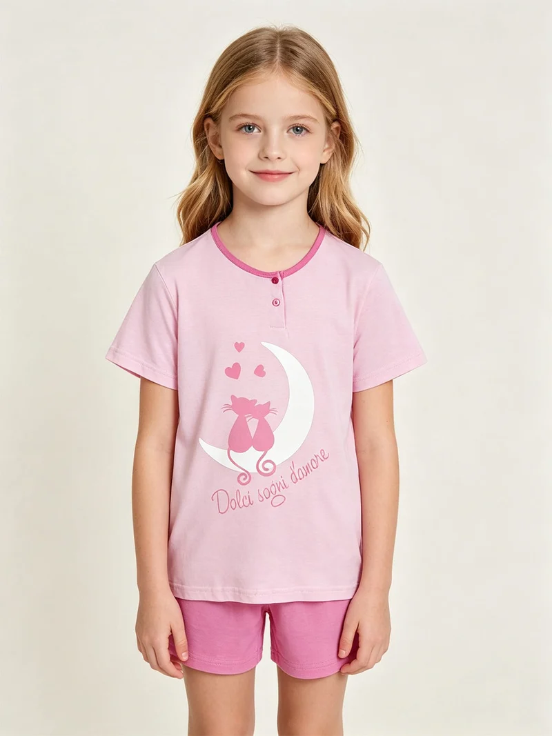 Pigiama corto in cotone - rosa