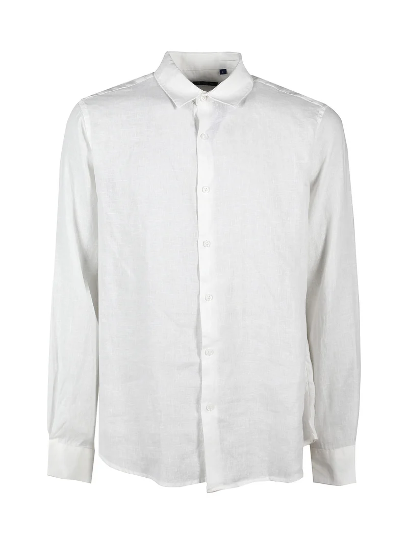 Camicia in lino da uomo a maniche lunghe - bianco