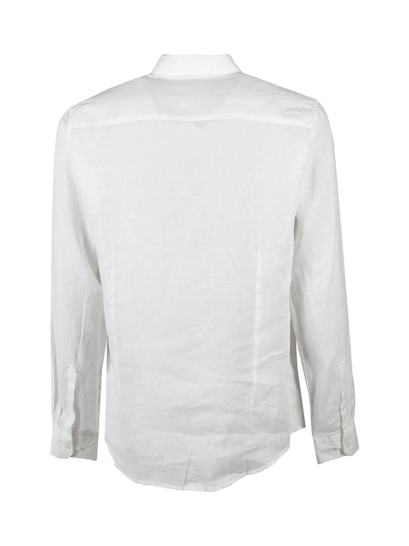 Camicia in lino da uomo a maniche lunghe - bianco