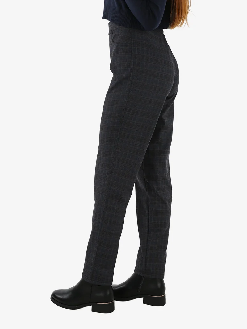 Leggings donna pied de poule con interno in pile - blu scuro