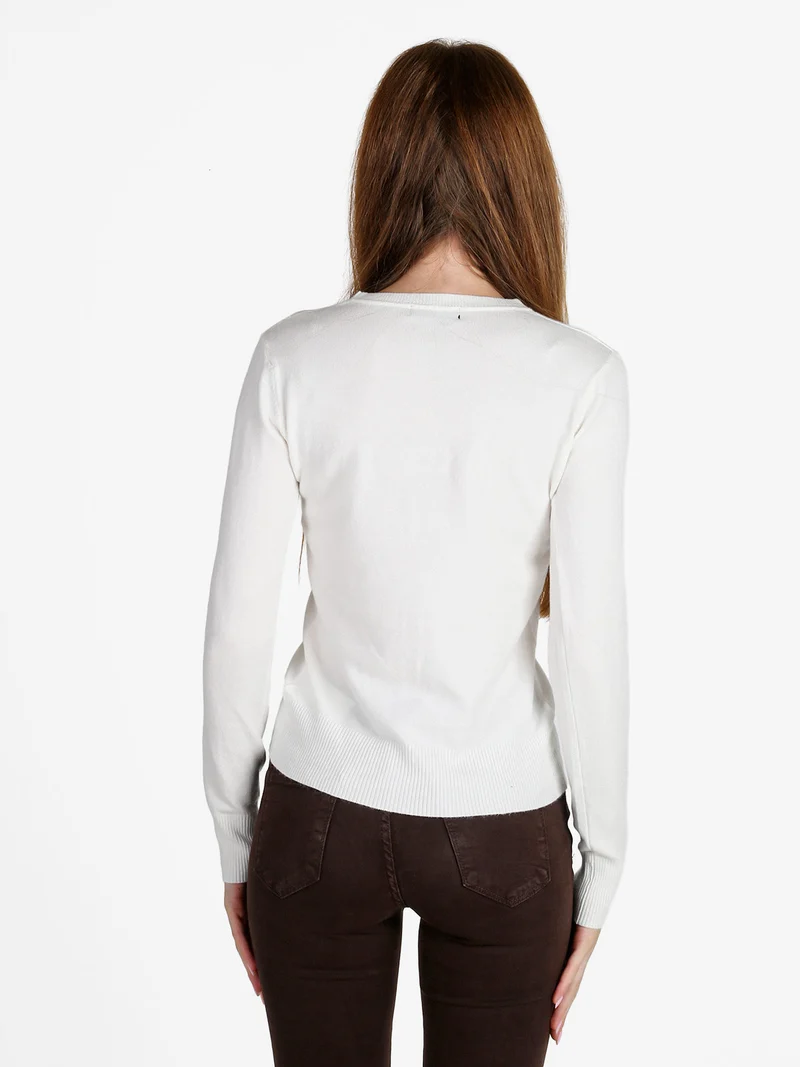 Cardigan donna in maglia con bottoni - bianco