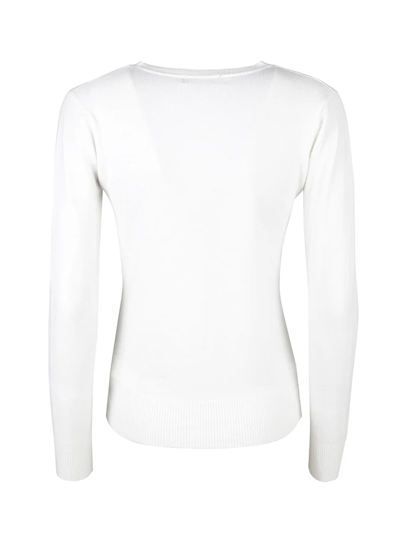 Cardigan donna in maglia con bottoni - bianco