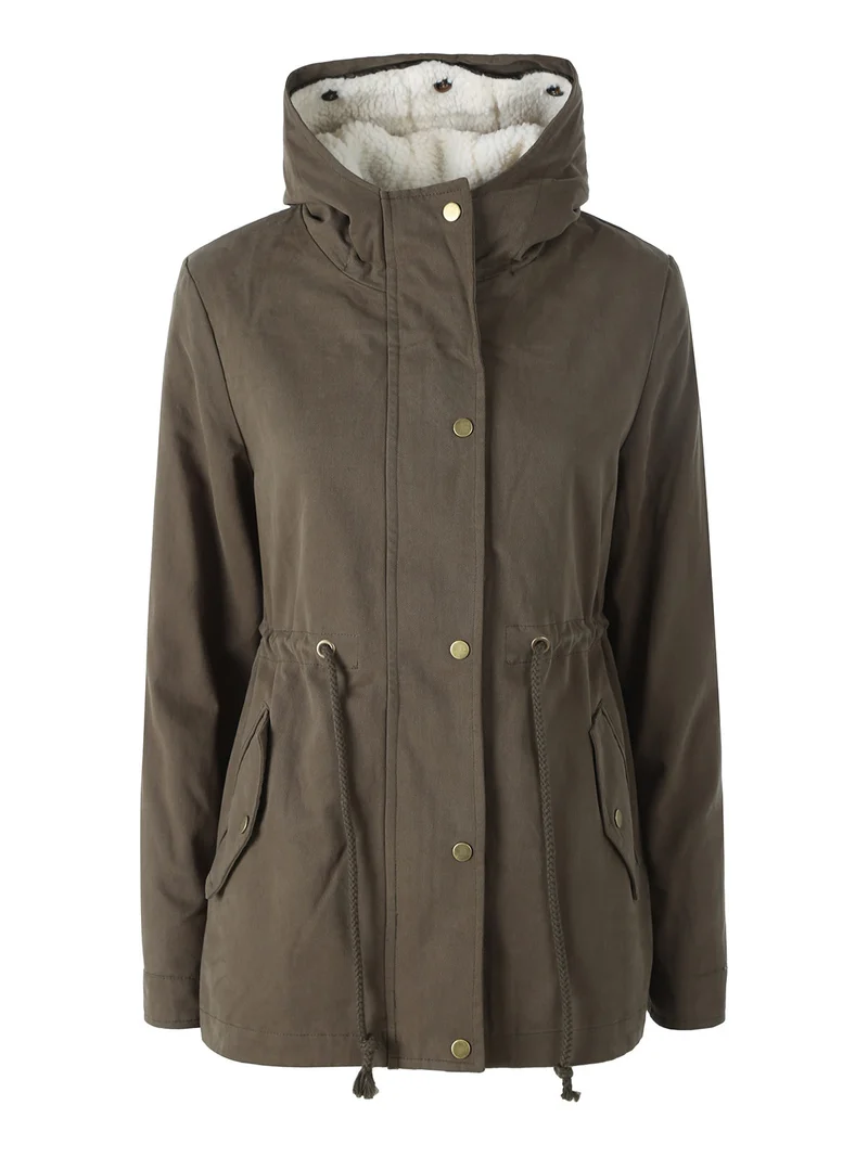 Parka donna con cappuccio e imbottitura removibile - militare