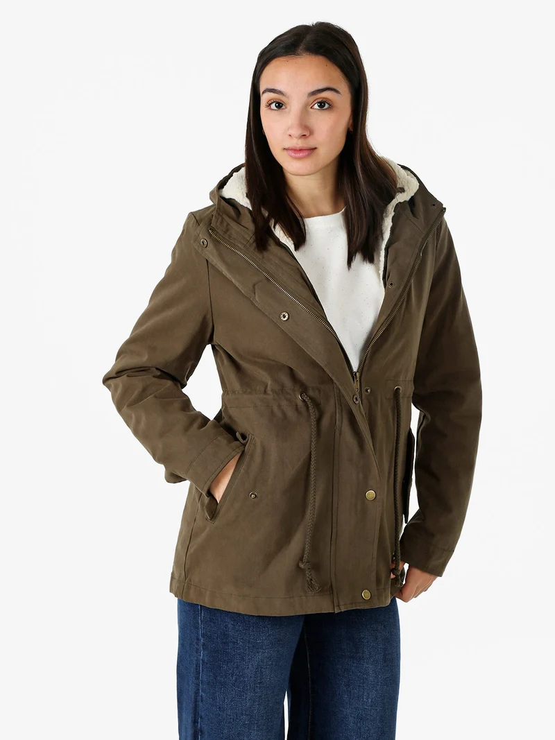 Parka donna con cappuccio e imbottitura removibile - militare