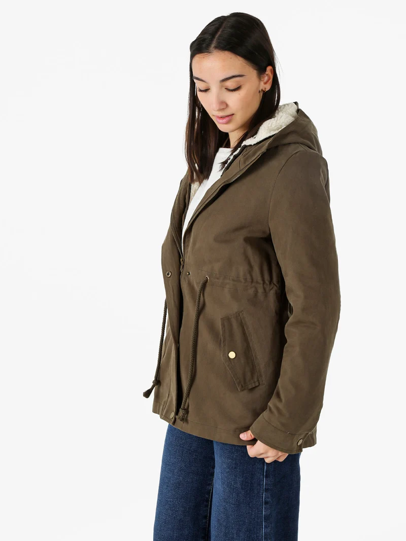 Parka donna con cappuccio e imbottitura removibile - militare