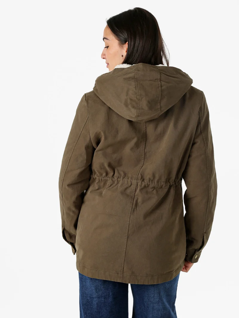 Parka donna con cappuccio e imbottitura removibile - militare