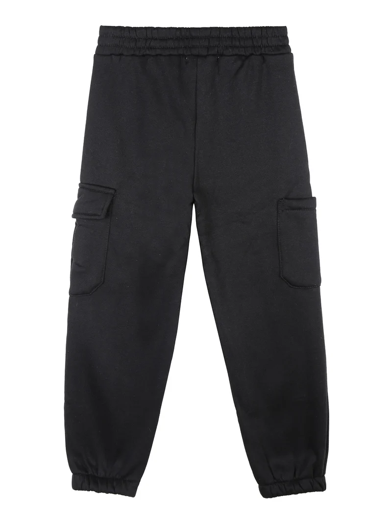 Pantaloni tuta da bambina felpati con tasconi laterali - nero