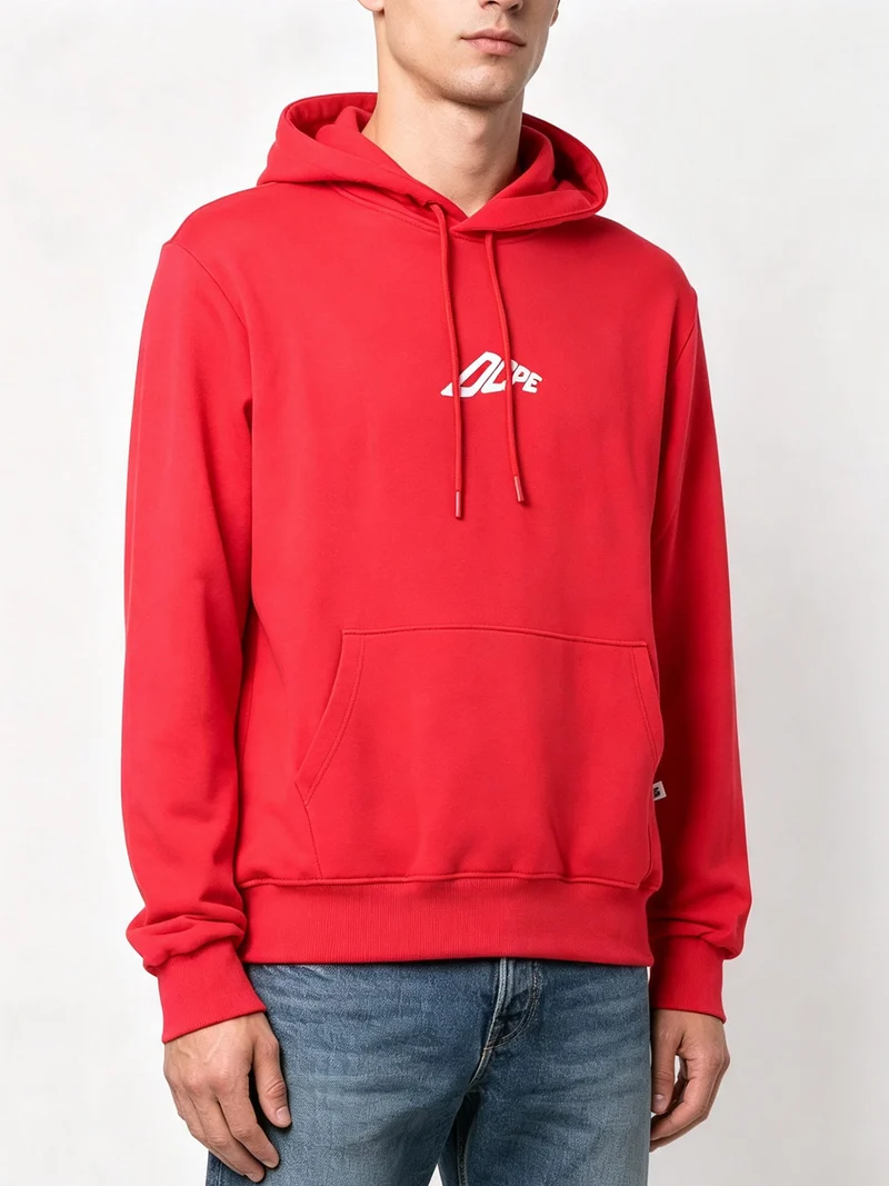 Felpa da uomo in cotone con cappuccio - rosso