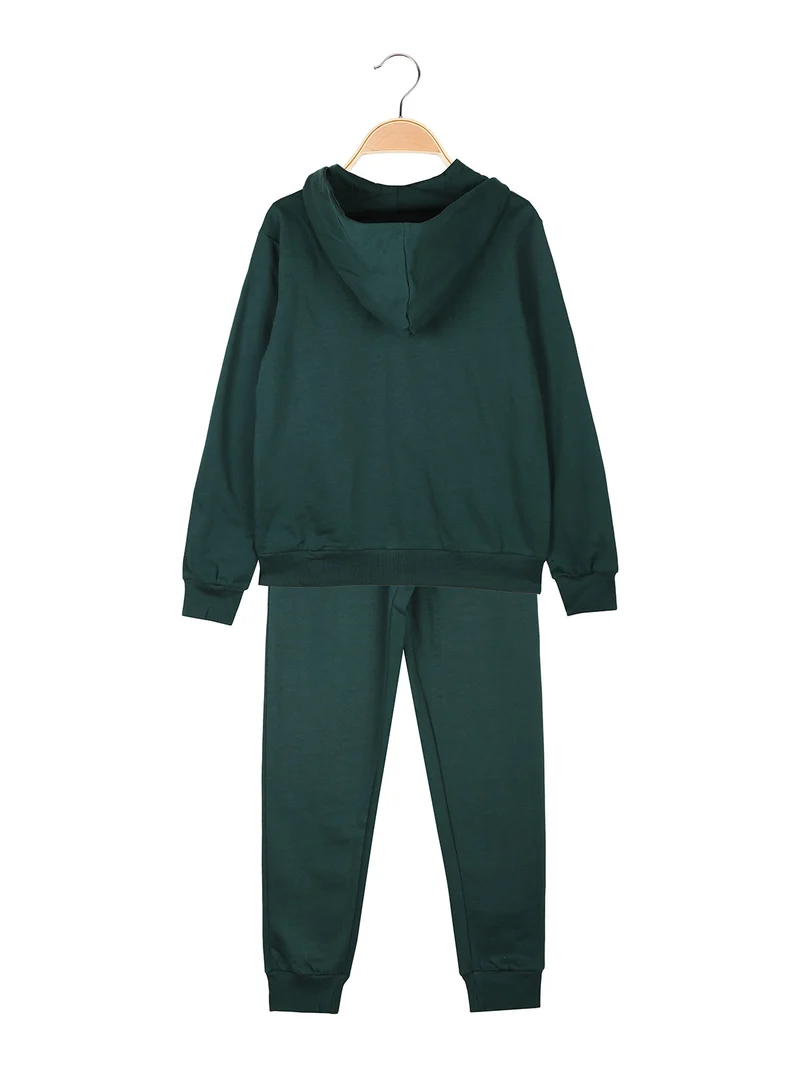 Completo tuta da ragazzo 2 pezzi con cappuccio e zip - militare