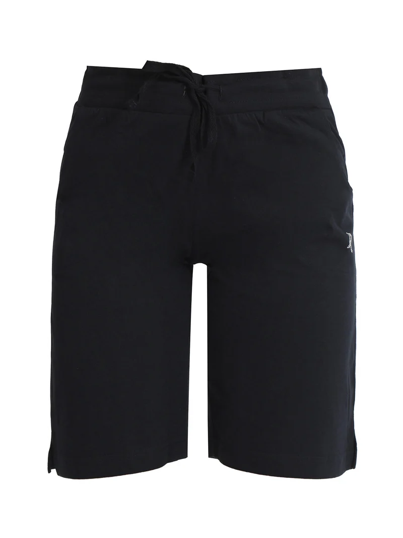 Bermuda donna in cotone con coulisse - blu scuro