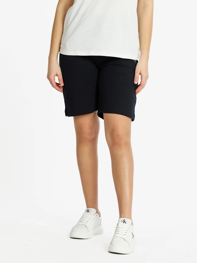 Bermuda donna in cotone con coulisse - blu scuro