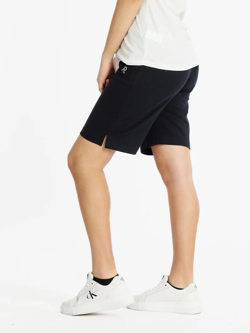 Bermuda donna in cotone con coulisse - blu scuro