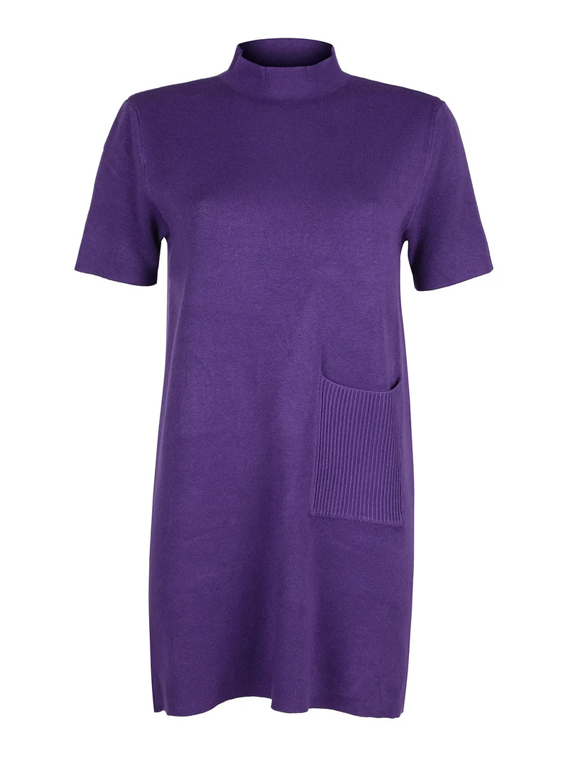 Vestito donna in maglia a maniche corte - viola