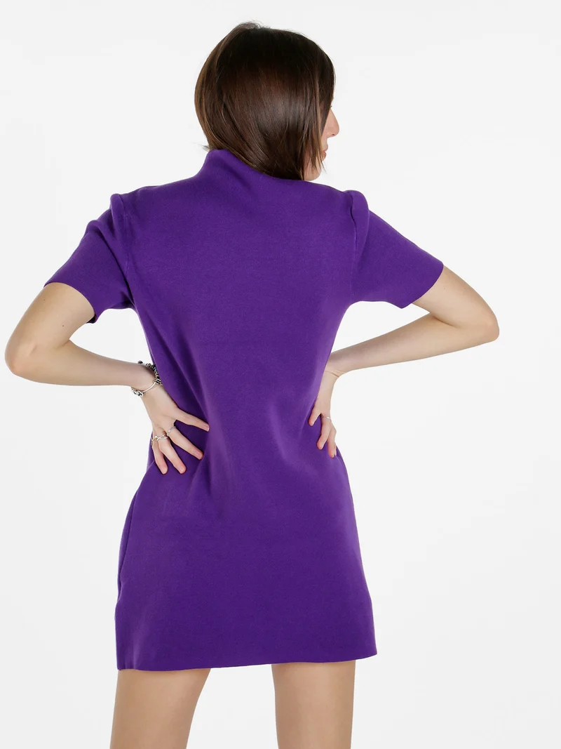 Vestito donna in maglia a maniche corte - viola