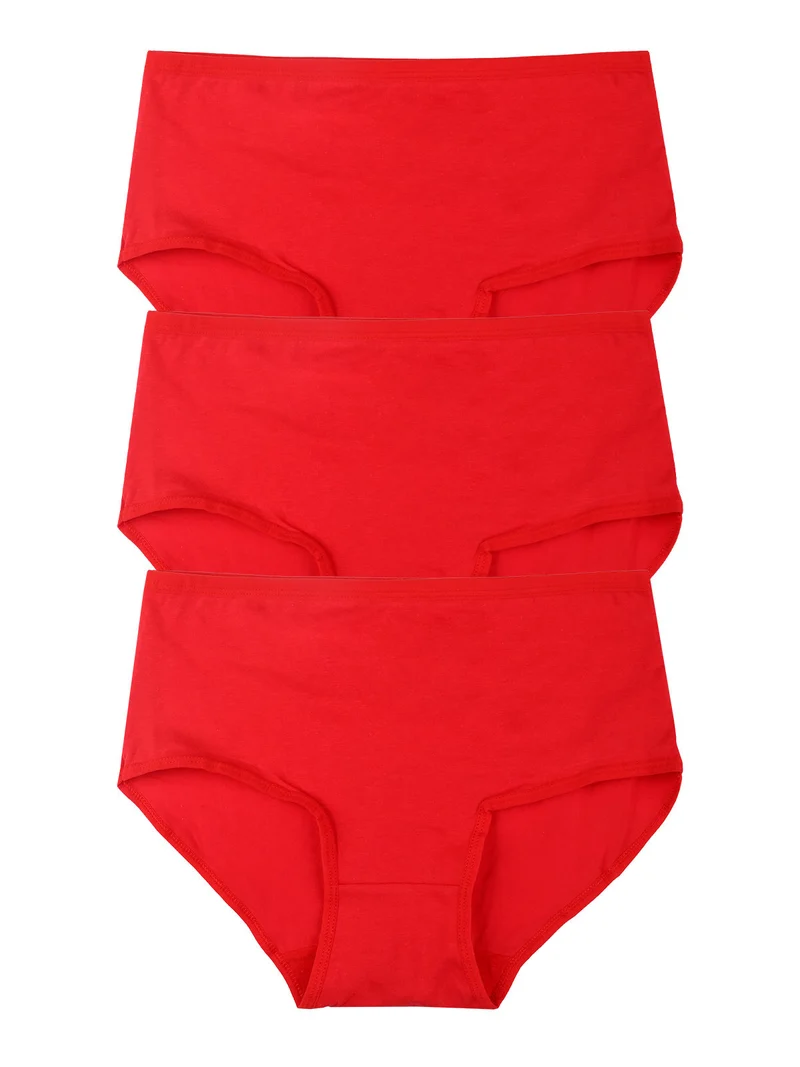 Confezione da 3 slip maxi da donna in cotone - rosso