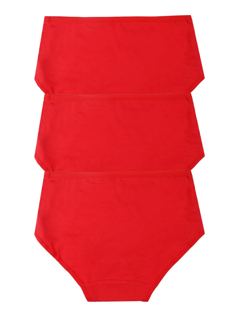 Confezione da 3 slip maxi da donna in cotone - rosso